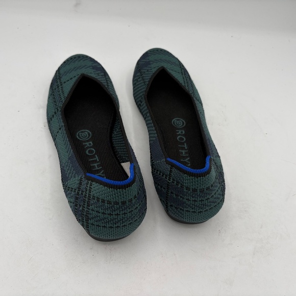 Rothy’s The Lounge Loafer In Preppy Plaid Green and Blue Size 6.5 retired flats - Picture 5 of 11